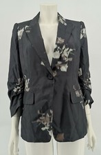 Kobi Halperin Women's Black Silk Floral Print Blazer Size S Small - Good Used