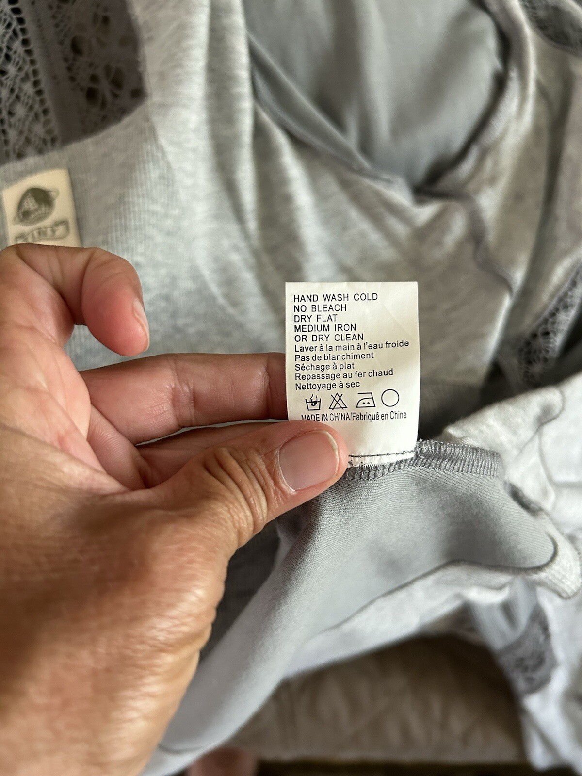 Anthropologie Tiny grey patchwork crochet lace wa… - image 8