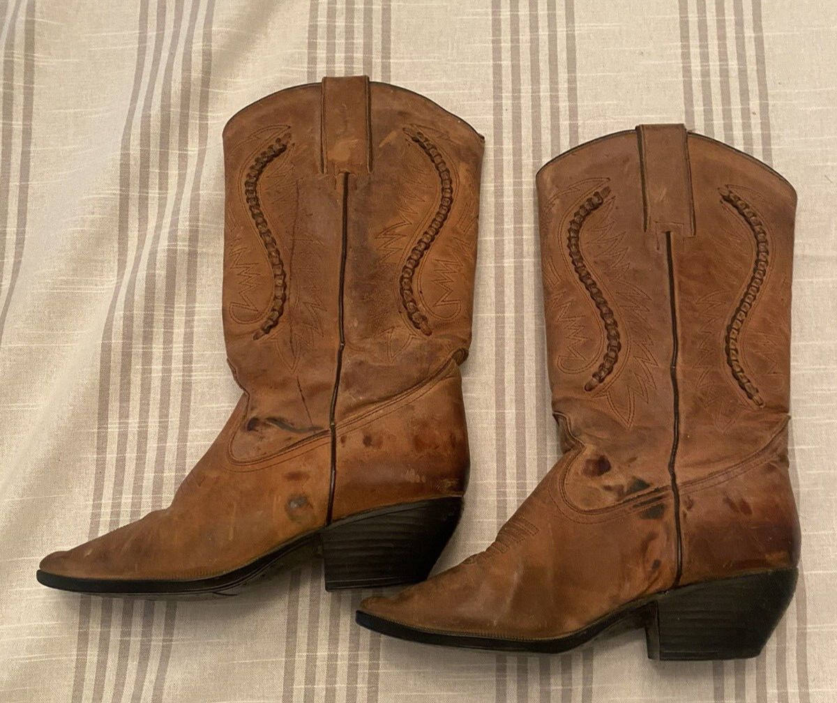 Maine Woods Vintage Leather Cowgirl Western Boots Size 7 M
