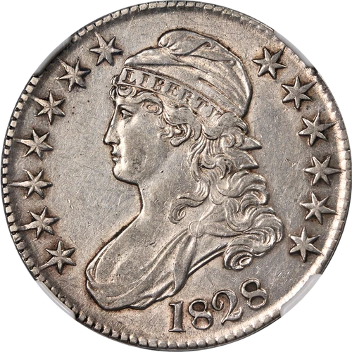 1828 Bust Half Dollar Curl Base No Knob '2' NGC AU Details 0-102 R.2