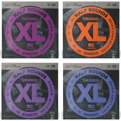 D'Addario XL halbrunde Saiten für E-Gitarre - Auswahl aus 4 Stärken