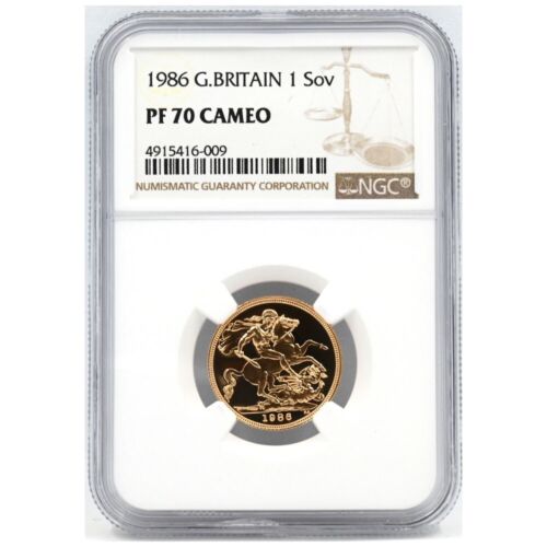 1986 Elizabeth II 1 Sovereign Gold Coin NGC PF70CAMEO St. George Slaying the Dra - Picture 3 of 4