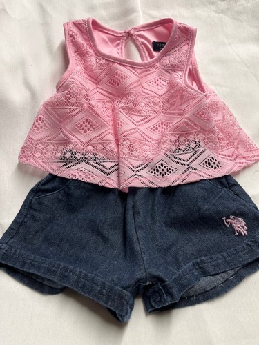 Lot 007- Toddler Girls Polo Pink Romper- Size 24m