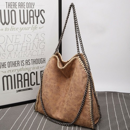 Woman Shoulder Bag Large Shoulder Black Color with Eco Leather Chains - Picture 14 of 15