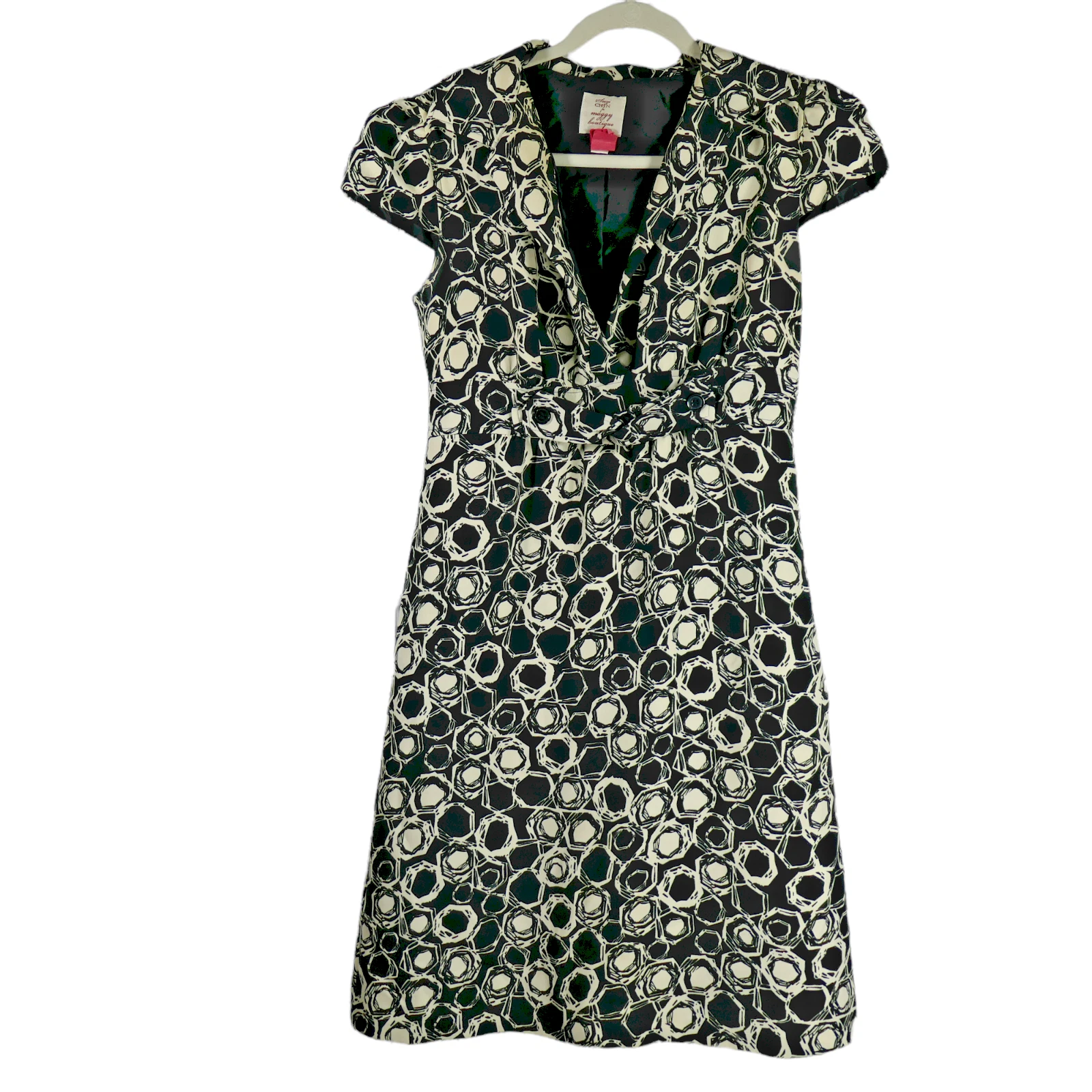 OFF WHITE Abito Suzi Chin per Maggy Boutique manica a sbuffo nero e bianco sporco taglia 8 foderato