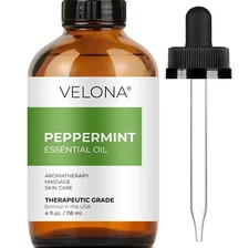 Peppermint Essential Oil by Velona 0.5 - 32 Fl Oz Therapeutic Grade Aromatherapy