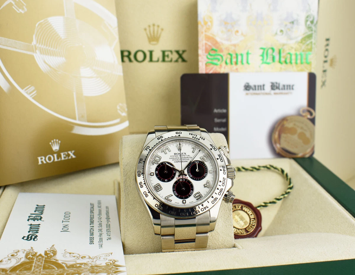 Rolex daytona white gold panda dial sale
