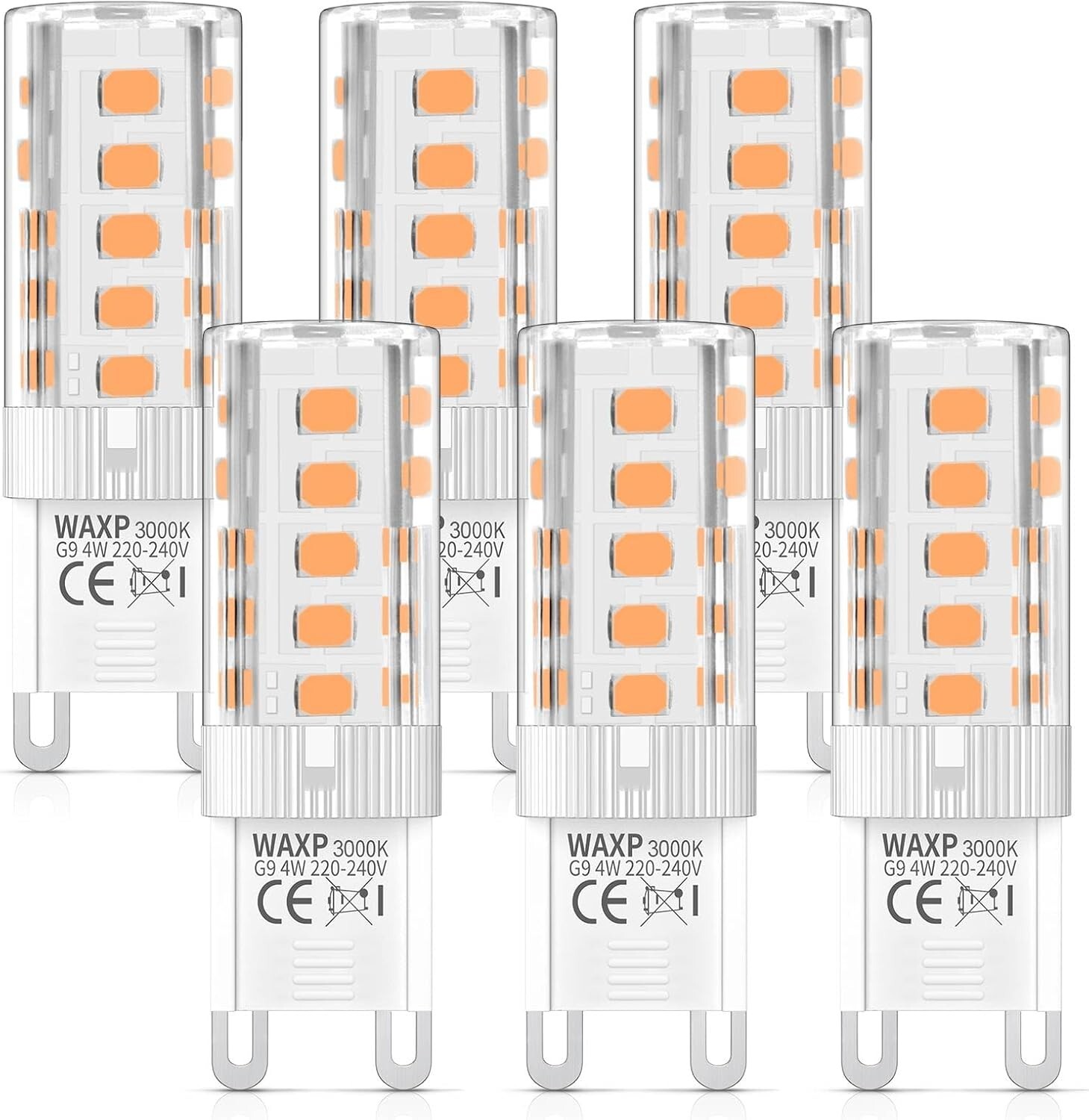 G9 LED Bulbs Warm White 4W, No Flickering, 3000K, Equivalent 30W G9 Halogen