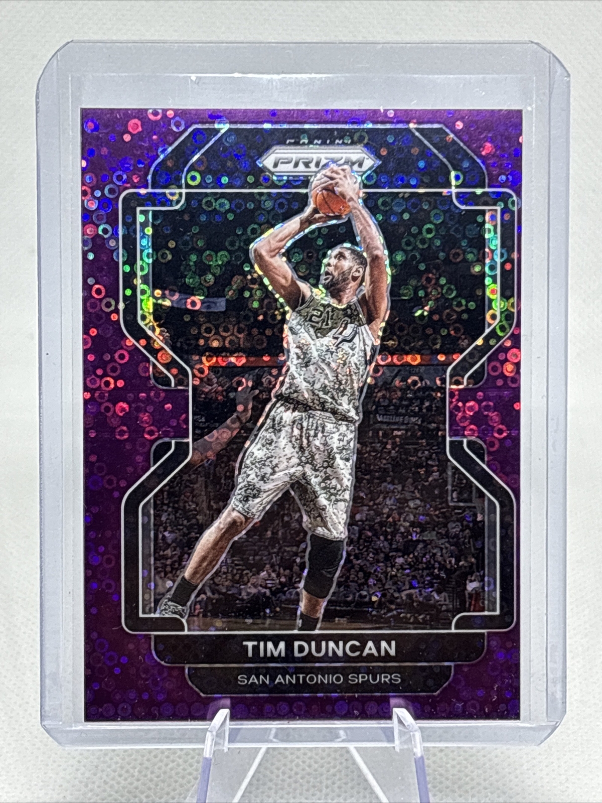 2021-22 Panini Prizm #268 Tim Duncan /75 Fast Break Purple Prizm NBA HOF NM+