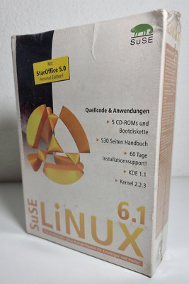 SuSE Linux 6.1 OS Betriebssystem Vollversion PC CD ROM BIG BOX Seald Unbenutzt