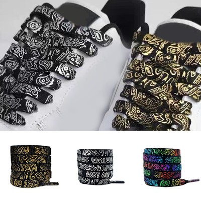 1 Pair Flat Bronzing Shoe Laces Sneaker Sport Shoes Shoelaces Printed Shoelace 