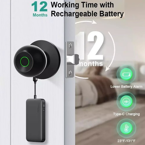 Fingerprint Door Lock Knob Biometric Smart Lock APP Bluetooth Keyless Deadbolt - Bild 3 von 4