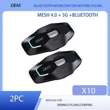 EJEAS 10 Rider Mesh Motorcycle Bluetooth Intercom 1500m 5G Communicte Headset 2X