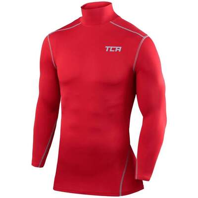 TCA Pro Performance Mock Junior Kompression Top rot Langarm Kinder Laufen