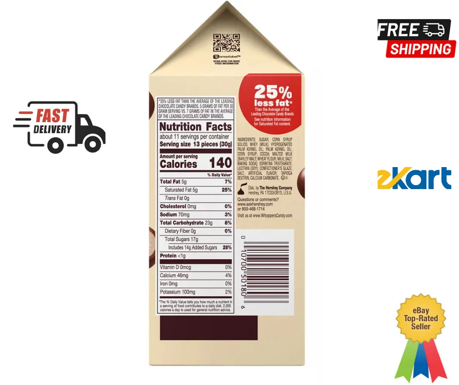 Whoppers Malted Milk Balls Candy, Box 12 oz pack 4 - Image 4 of 4