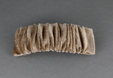 Light Brown velvet barrette scrunched fabric rectangle hair clip 4-4.25" long
