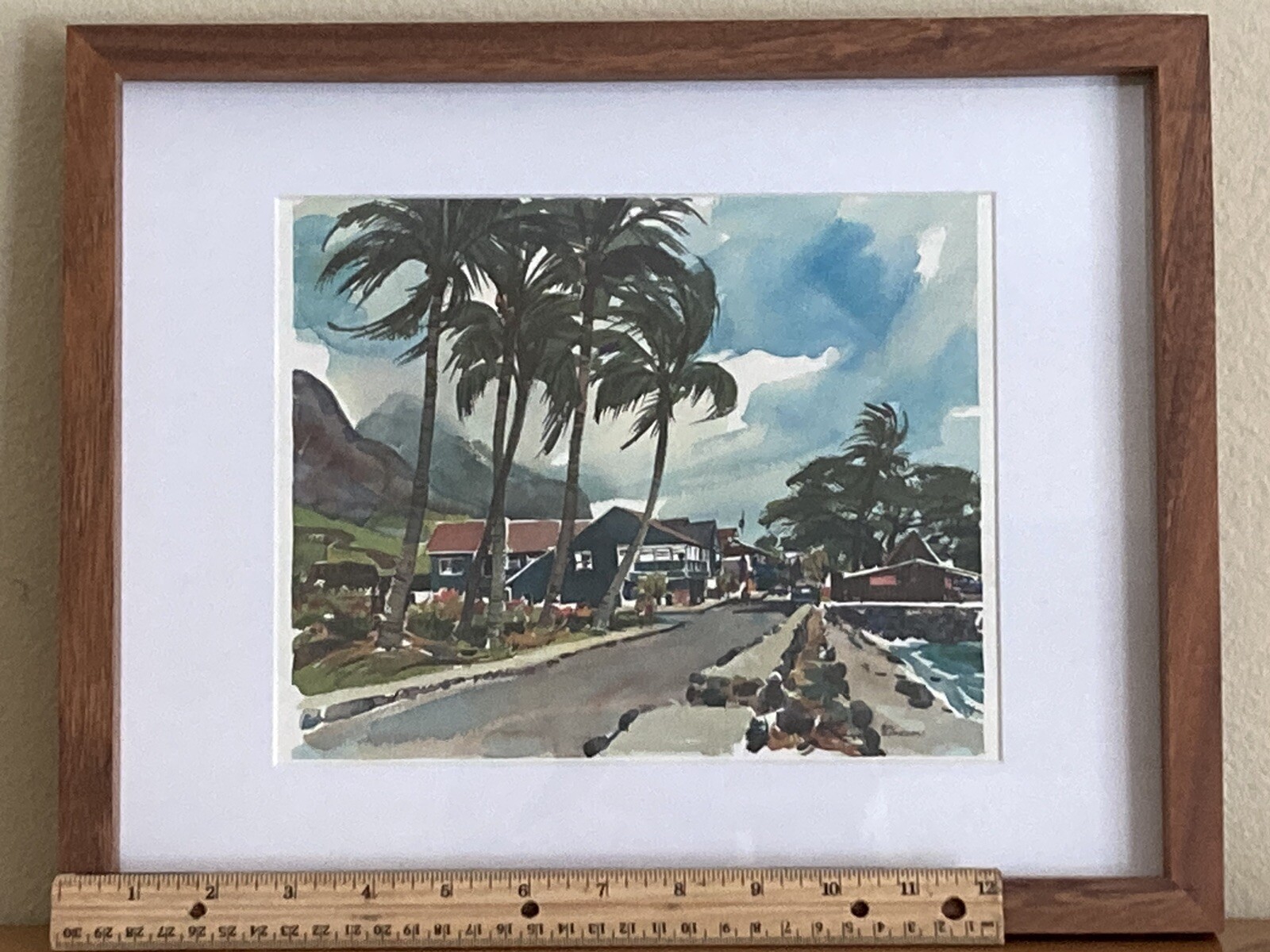 Vintage Lahaina, Maui, Hawaii framed art • Vern Tremewen’s Watercolor