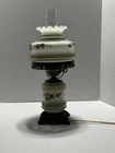 Vintage 1973 Hurricane L & L WMC Milk Glass Floral Hurricane Lamp 3 Way