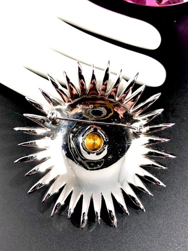 RARE 1966 CROWN TRIFARI RHODIUM SAPPHIRE RHINESTONE STARFLIGHT FIREWORKS BROOCH - Bild 6 von 8