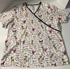 Rudolph The Red Nosed Reindeer SCRUB TOP Large -Santa, Rudolph