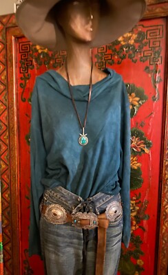 コンチョベルトサンドキャスト ピューター ADRIENNE TEE GARDEN Vintage 2001 ADRIENNE TEEGUARDEN Silver Pewter Concho Brown