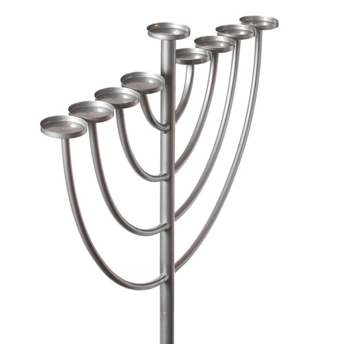 New Modern Silver 9 Branch Lighting Thin Pipe Hanukkah Menorah, Metal-Aluminum - Picture 7 of 23