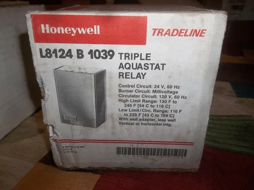 Honeywell L8124B 1039 L8124D L8124 B 8124 Triple Aquastat Relay Burner Control