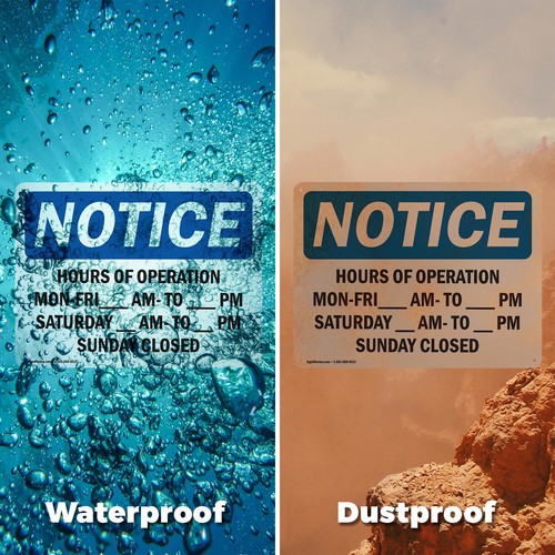 (2 Pack) Hours Of Operation Mon - Fri ____ Am - ____ OSHA Notice Sign Decal - Picture 6 of 22