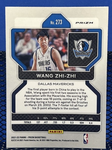 2021-22 Panini Prizm WANG ZHI-ZHI Cracked Ice Prizm Dallas Mavericks - Picture 2 of 2
