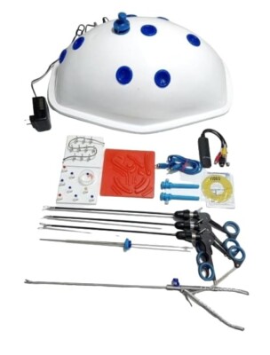 Laparoscopic Turtle Shape Endo Trainer Box Suture Training Instruments kit 14Pc