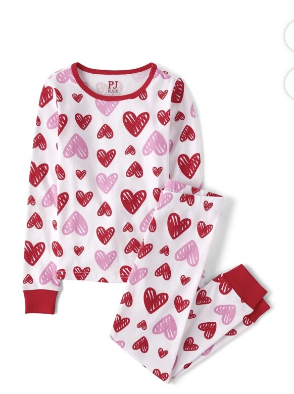 The Children's Place Girls Asst. Hearts Long Sleeve Cotton Pajamas Size 6X/7 NEW