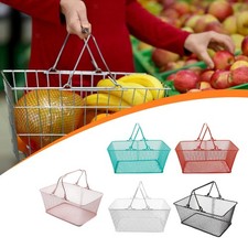 Wire Mesh Shopping Basket Handheld Grocery Basket Sturdy Multipurpose