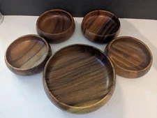 5 Pcs Set Monkey Pod Wooden Bowls Natural Wood Salad Bowls Philippines