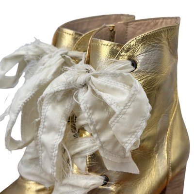 George Esquivel Granny Boot Western Gold Boho Sz 7 Womens  display picture 1