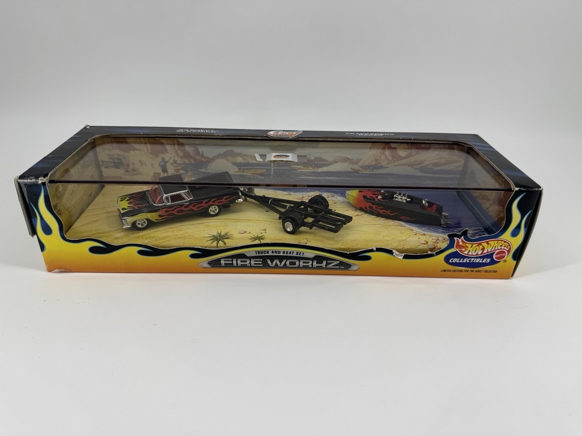Hot Wheels 24057 Truck & Boat Set Fire Workz Cool Classics Series