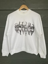 Vintage 90s Cat AOP Sweatshirt Double Sided Breakthrough Crewneck Laura Rodgers
