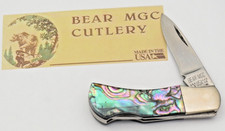 Bear Mgc - Made In Alabama Usa - Tiny Lockback Knife Amazing Abalone Handles Bear Mgc - Made In Alabama Usa - Tiny Lockback Knife Amazing Abalone Handles