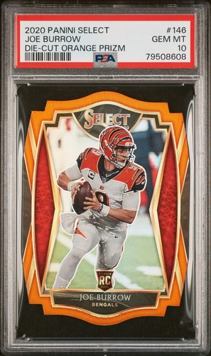 2020 Panini Select Joe Burrow #146 Die-Cut Orange Prizm RC - PSA 10
