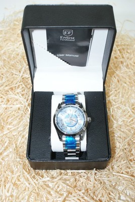 Ernest Ferdinand 3ATM globe dial men's quartz wristwatch (W89)