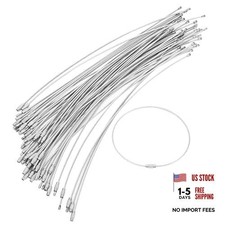 50 PCS Wire Keychain Cable,Stainless Steel String Wire Loop for Luggage Silver
