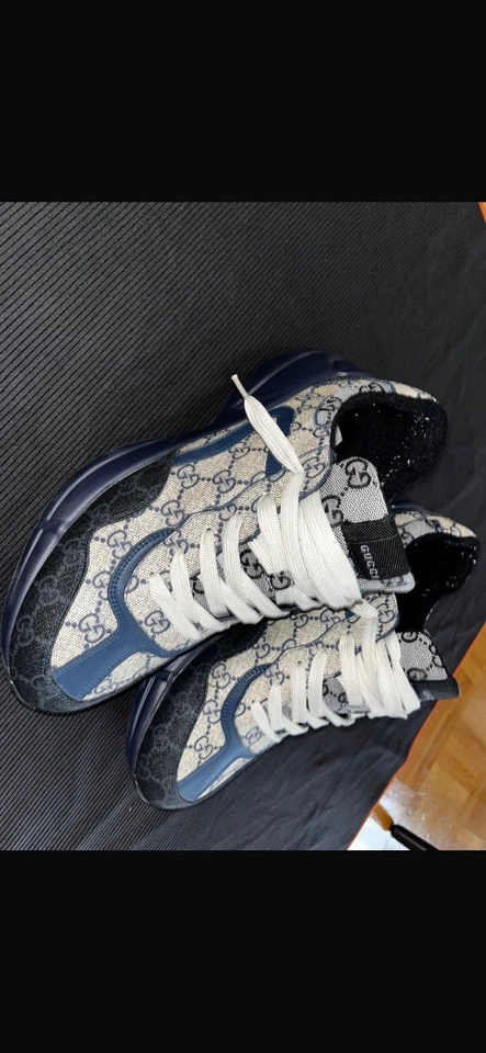 Gucci Sneaker Rython Cloth Navy, Größe 44 - Bild 2 von 4