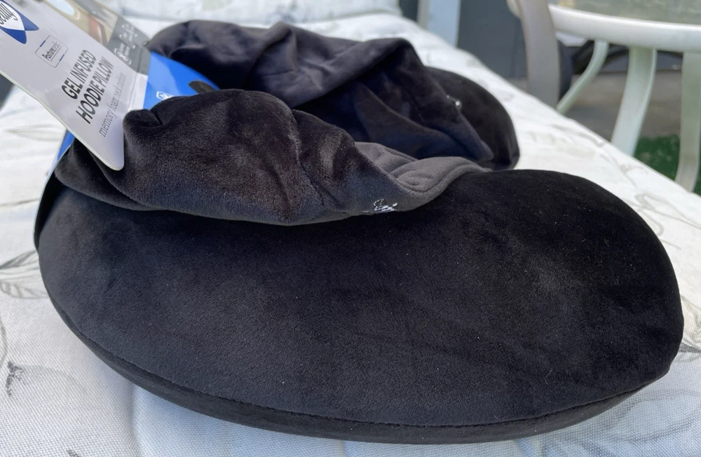 Sealy Neck Support Travel Pillow with Hoodie and Gel Memory Foam