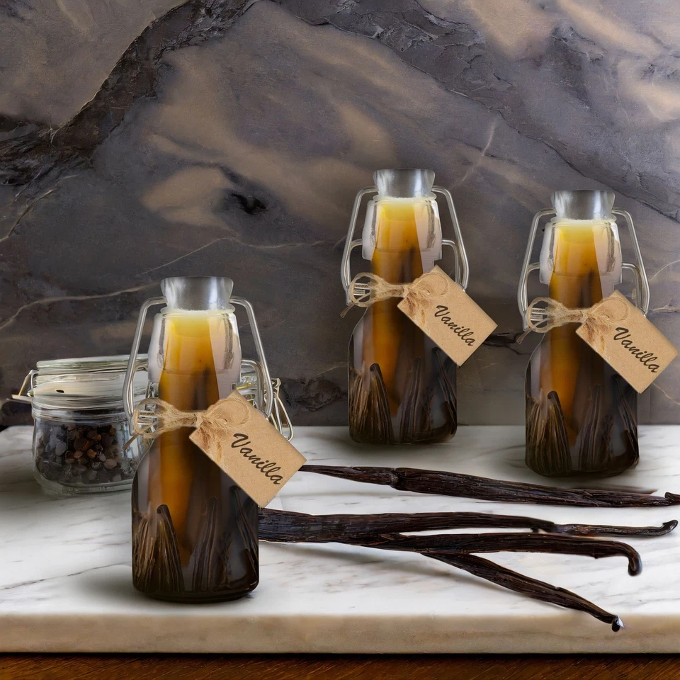 Paquete de 15 botellas pequeñas de vidrio con tapa abatible, 2 oz/60 ml con etiquetas y cuerda Foto 2 de 4