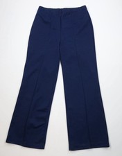 Vtg 70s Streetwear Womens 16 Distressed Knit Bell Bottoms Pants Navy Blue USA