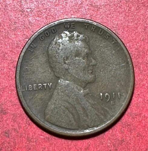 1911S US LINCOLN Cent! "San Francisco" Mint! Semi Key Date! VG/FINE! Low Mintage