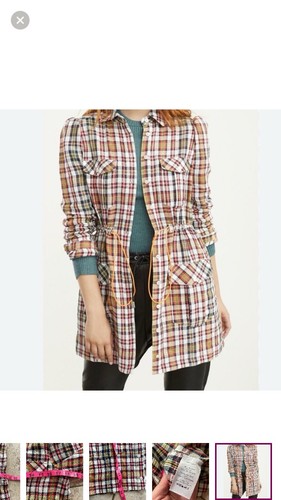 Veronica Beard Corinne  Plaid Button-Up Shirt Dress Gray Yellow Red Size 4