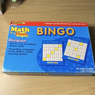EDUPRESS Math in a Flash Division Bingo Game EP2446 Ages 8+ Educational