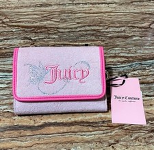 Juicy Couture Wallet Pink Terry Cloth Logo Handbag Cardholder Wallet Trifold