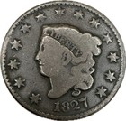 1827 1C Coronet Head Large Cent Copper Coin