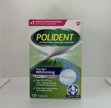 Polident Overnight Denture Cleanser Tablets - 120 Count Lot GC8M Expires 8/2025